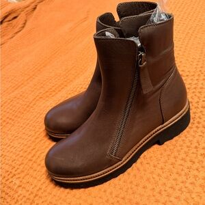 Bueno Brown Leather Ankle Boots